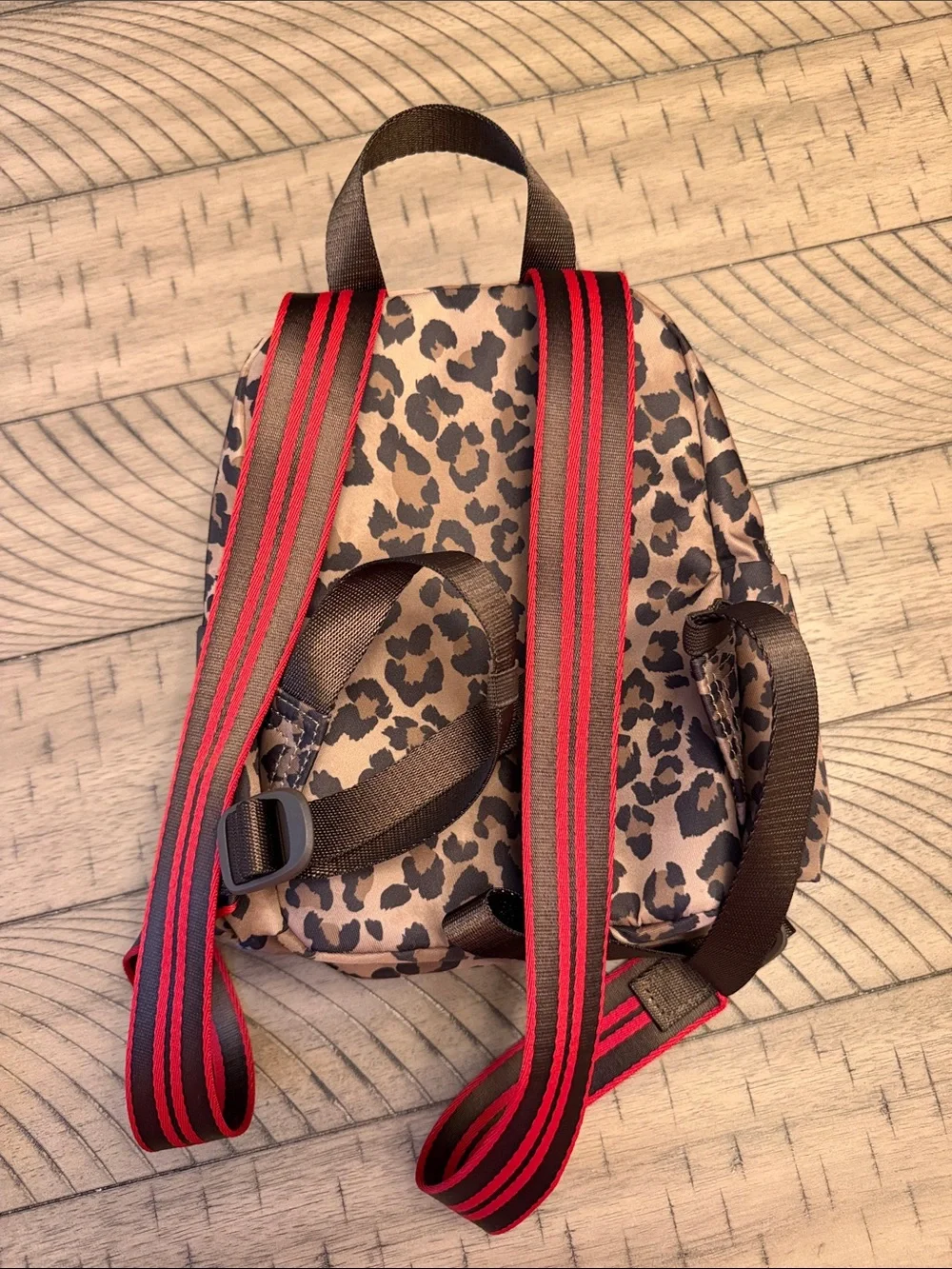 lululemon athletica Leopard-Print Mini Backpack with Red-Trim Straps